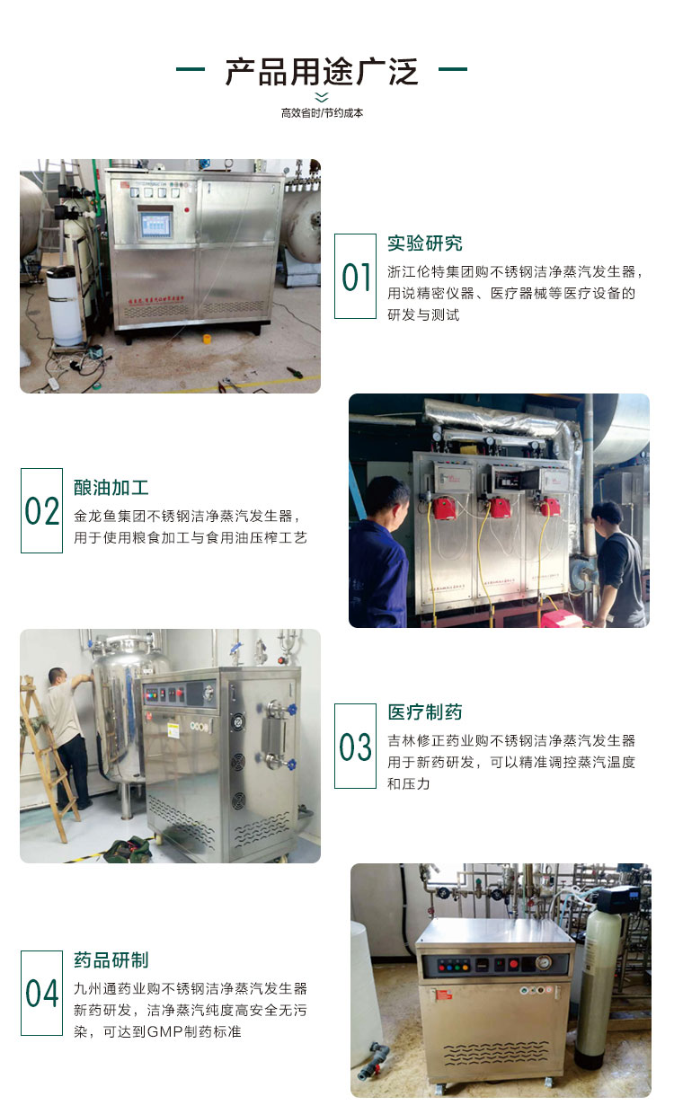 PLC不銹鋼潔凈蒸汽發(fā)生器產品用途